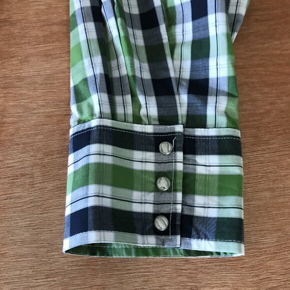 Wrangler Western Shirt Men 3XL Green Plaid Snap Button Up Pocket Long Sleeve - Picture 10 of 14